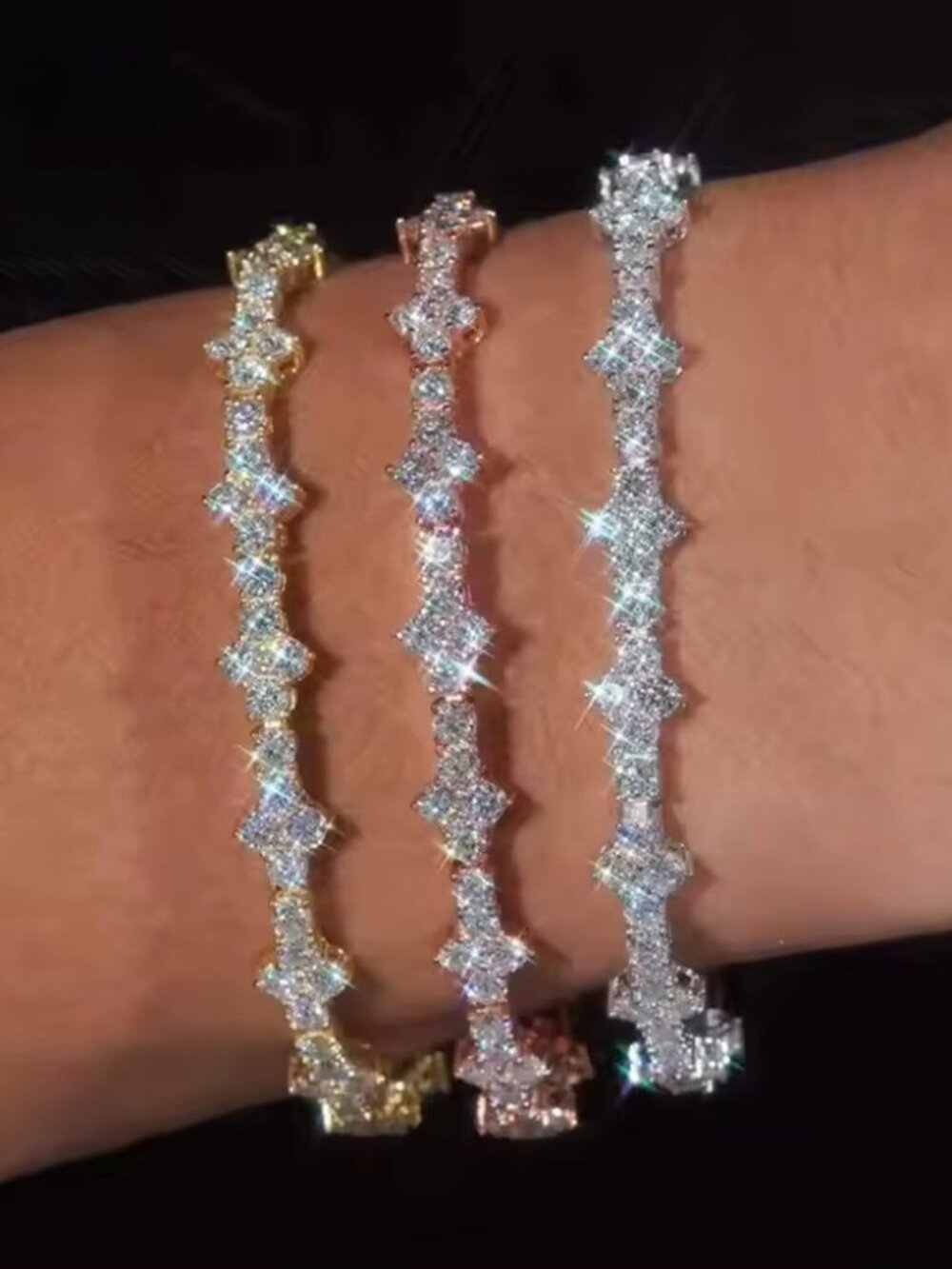3MM VVS Moissanite Cross Tennis Bracelet | Solid 925 Silver | GRA Certified